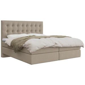 Schlaraffia Boxspringbett, Beige, Textil, Buche, massiv, H2, 7-Zonen, Höhe ca. 19 cm, 180x200 cm, gepolstertes Kopfteil, Stoffauswahl, Topper durchgehend, in verschiedenen Größen erhältlich, Matr