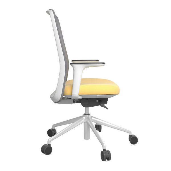 Bild 1 von Drehstuhl, Gelb, Grau, Weiß, Metall, Kunststoff, Textil, Drehkreuz, 70x103-115x70 cm, Stoffauswahl, Sitzfläche 360° drehbar, Arbeitszimmer, Bürostühle, Drehstühle
