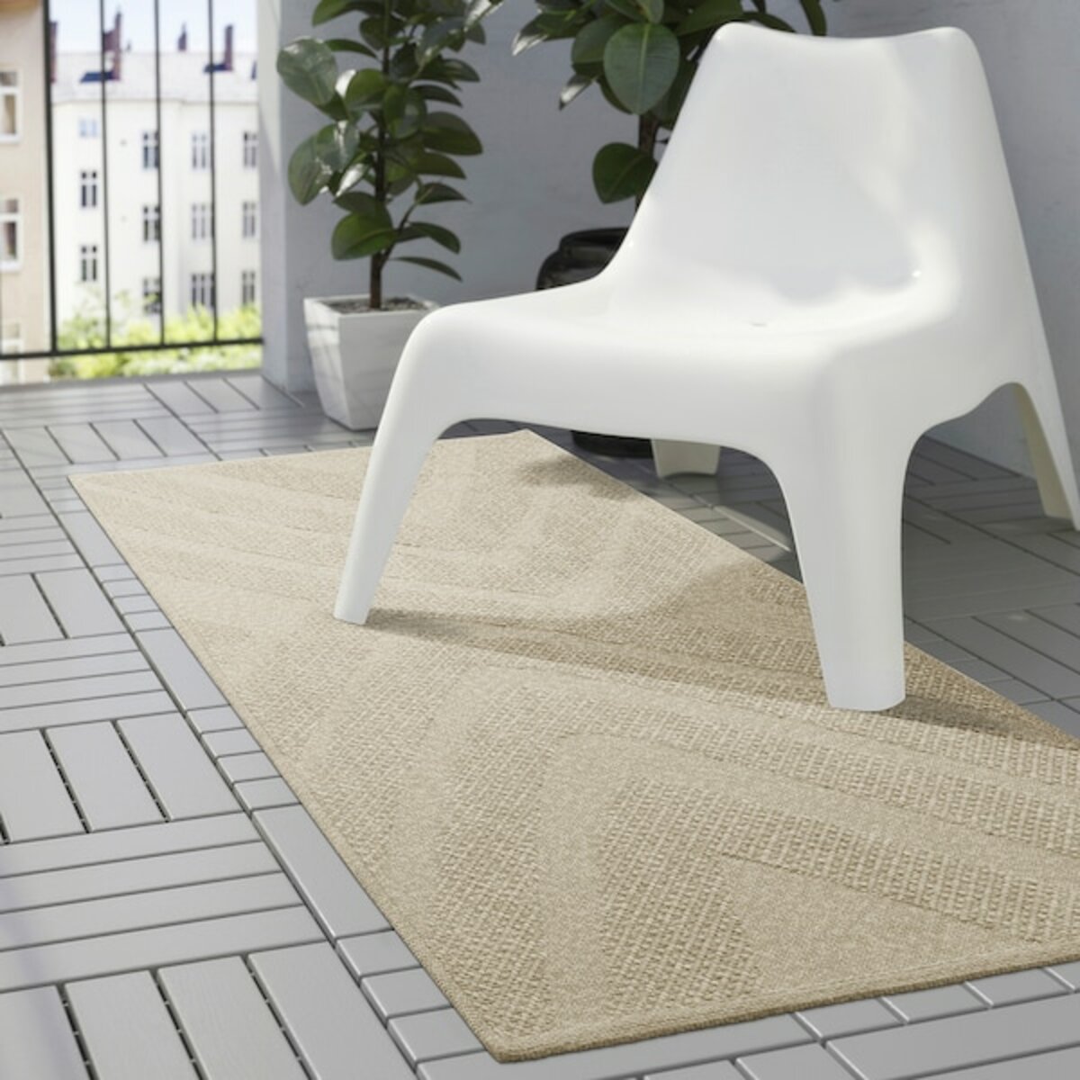 Bild 4 von FULLMAKT  Teppich flach gewebt, drinnen/drau, beige/meliert 80x200 cm