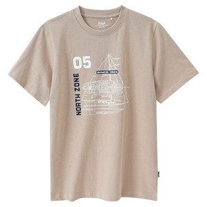 Jungen T-Shirt mit Segelboot-Print BEIGE