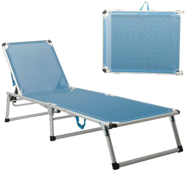 Modante Gartenliege, Silber, Hellblau, Metall, Textil, 61x30x190 cm