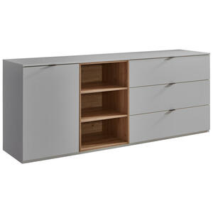 Stylife Sideboard, Hellgrau, Eiche Artisan, Holzwerkstoff, 1 Fächer, 3 Schubladen, 205x85.1x50 cm, Beimöbel erhältlich, stehend, Schlafzimmer, Schlafzimmer Kommoden