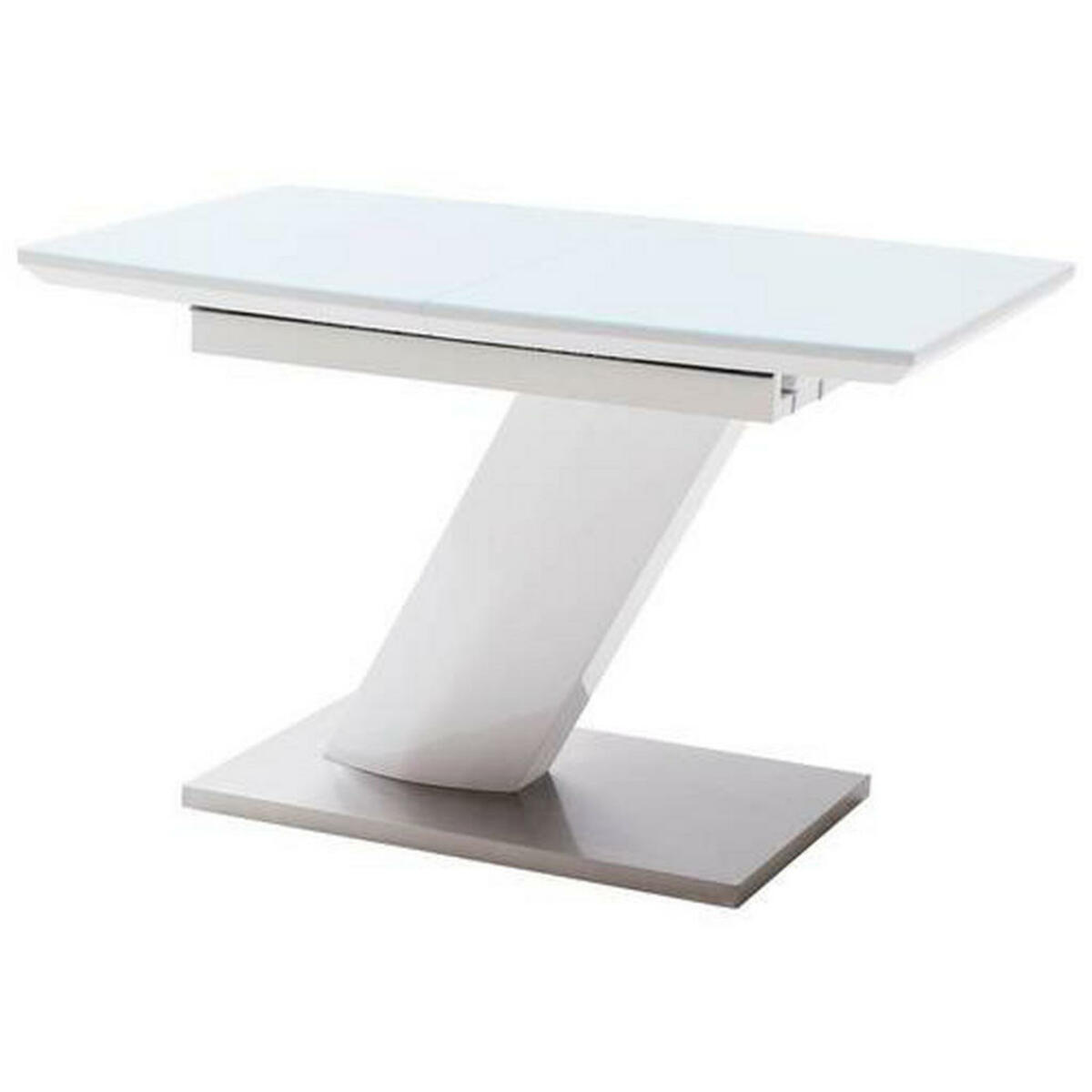 Bild 1 von Livetastic Esstisch, Weiß, Edelstahl, Glas, Holzwerkstoff, bootsförmig, Säule, 80x76x120-160 cm, ausziehbar, Esszimmer, Tische, Esstische, Glastische