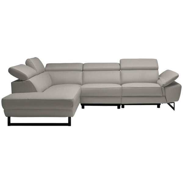 Bild 1 von Celina Home Ecksofa, Greige, Leder, Echtleder, Rindleder, 5-Sitzer, Ottomane links, L-Form, 281x225 cm, Made in EU, Lederauswahl, Stoffauswahl, seitenverkehrt erhältlich, Hocker Rücken echt, Wohnzi