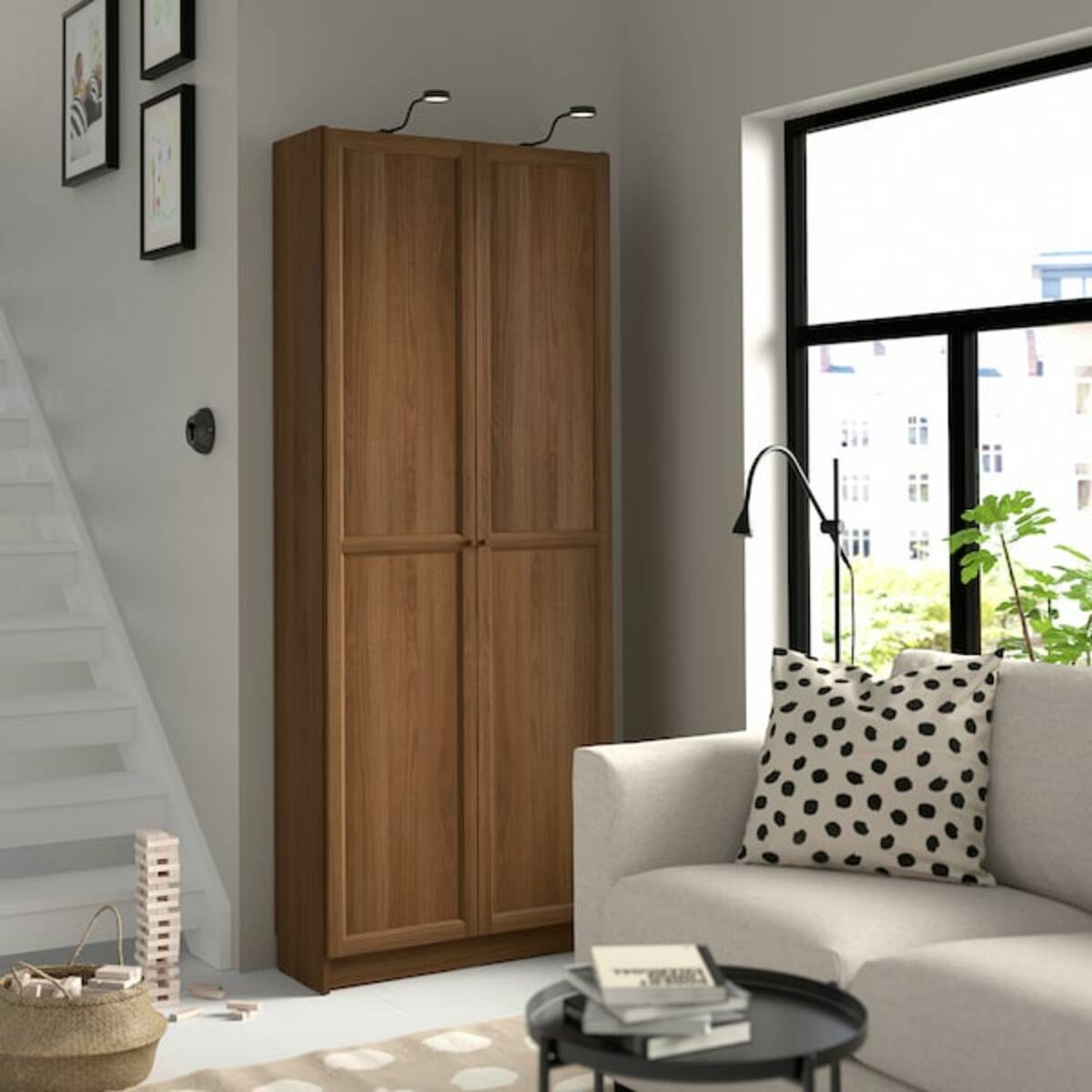 Bild 2 von BILLY  Bücherregal mit Türen, braun Nussbaumnachbildung 80x30x202 cm