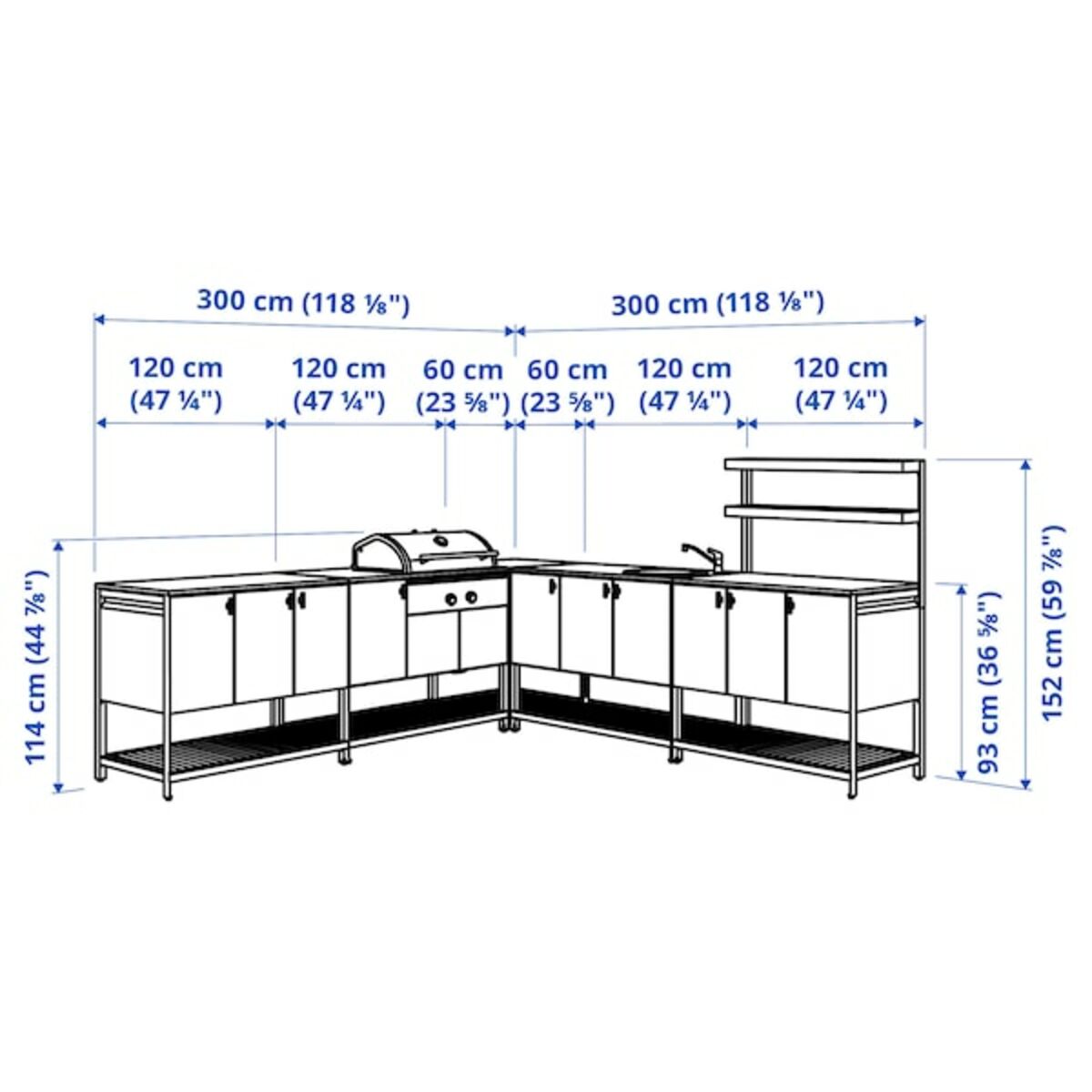 Bild 3 von BÅTSKÄR  Außenküche m Kohlegrill+Spüleneinh., dunkelgrau 300x300 cm