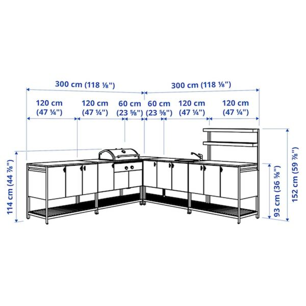 Bild 3 von BÅTSKÄR  Außenküche m Kohlegrill+Spüleneinh., dunkelgrau 300x300 cm