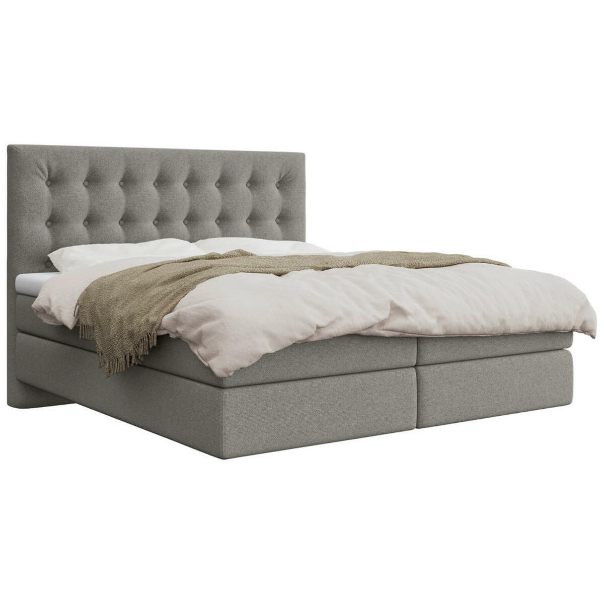 Bild 1 von Schlaraffia Boxspringbett, Beige, Textil, Buche, massiv, H2, 7-Zonen, Höhe ca. 19 cm, 180x200 cm, gepolstertes Kopfteil, Stoffauswahl, Topper durchgehend, in verschiedenen Größen erhältlich, Matr