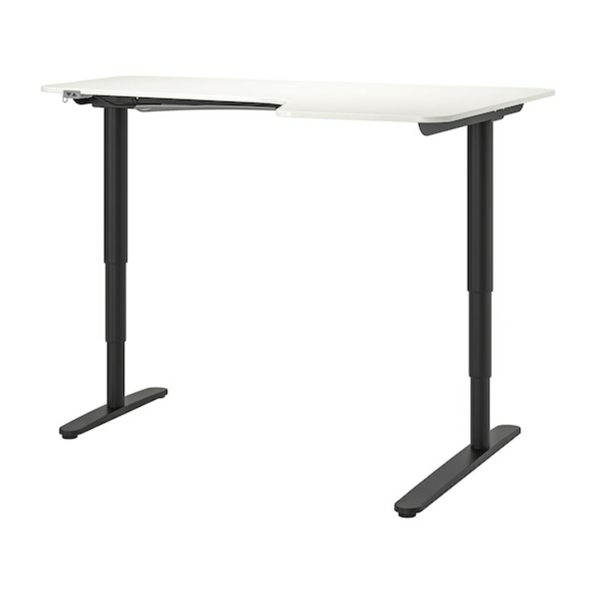 Bild 1 von BEKANT  Eckschreibtisch rechts sitz-/steh, weiß/schwarz 160x110 cm