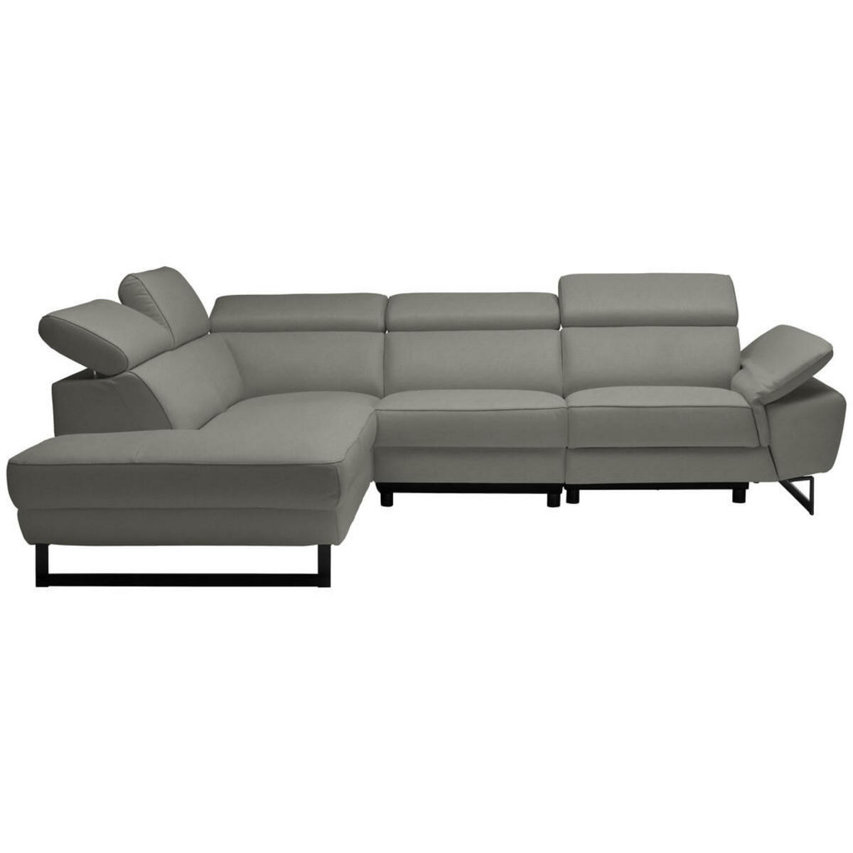 Bild 1 von Celina Home Ecksofa, Grau, Leder, Echtleder, Rindleder, 5-Sitzer, Ottomane links, L-Form, 281x225 cm, Made in EU, Lederauswahl, Stoffauswahl, seitenverkehrt erhältlich, Hocker Rücken echt, Wohnzimm