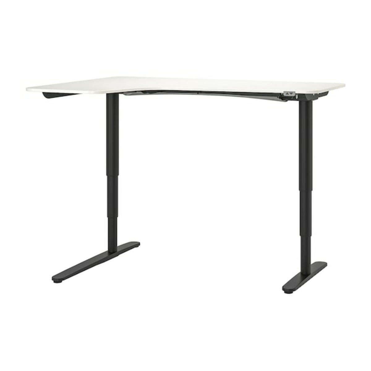 Bild 1 von BEKANT  Eckschreibtisch links sitz-/steh, weiß/schwarz 160x110 cm