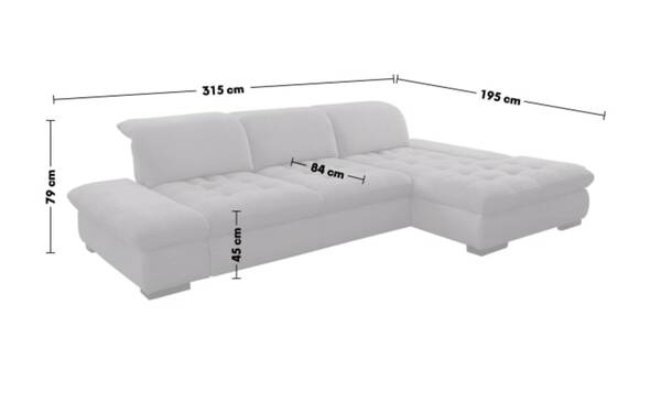 Bild 3 von Vito - Wohnlandschaft Fulla, grau, inkl. Sitztiefenverstellungen