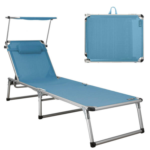 Modante Gartenliege, Silber, Hellblau, Metall, Textil, 61x74x190 cm