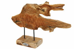 Ploß Fisch Deko-Figur, Natur, Teak, 47x14x45 cm, SVLK-zertifiziert, Langlebiges Material