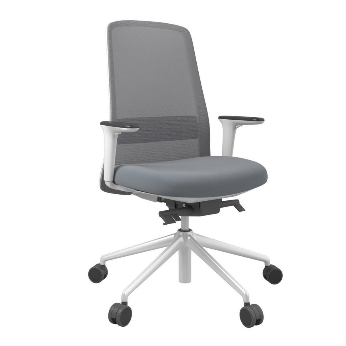 Bild 1 von Drehstuhl, Blau, Grau, Weiß, Metall, Kunststoff, Textil, Drehkreuz, 70x103-115x70 cm, Stoffauswahl, Sitzfläche 360° drehbar, Arbeitszimmer, Bürostühle, Drehstühle