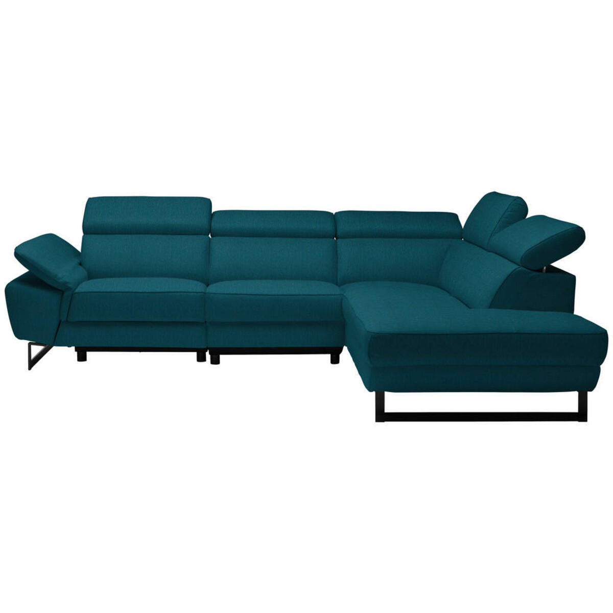 Bild 1 von Celina Home Ecksofa, Petrol, Leder, Echtleder, Rindleder, 5-Sitzer, Ottomane rechts, L-Form, 281x225 cm, Made in EU, Lederauswahl, Stoffauswahl, seitenverkehrt erhältlich, Hocker Rücken echt, Wohnz