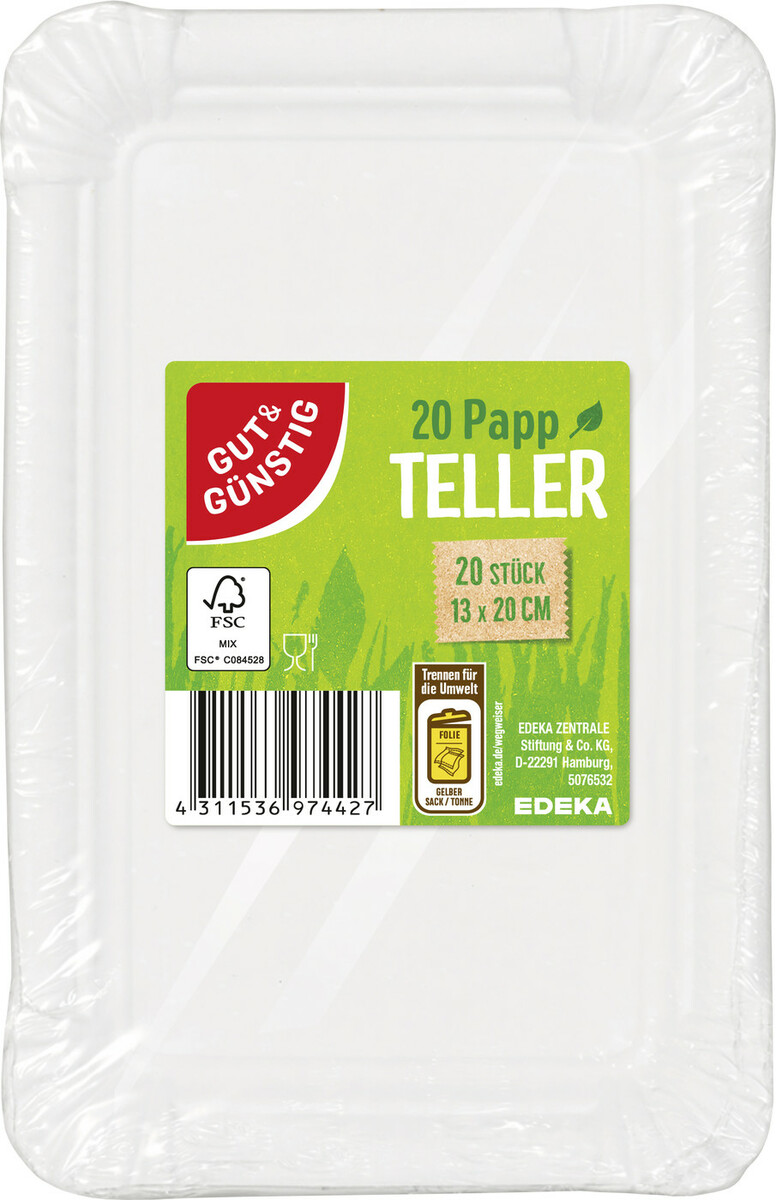 Bild 1 von Gut & Günstig Picknick-Teller 13 x 20 cm 20ST
