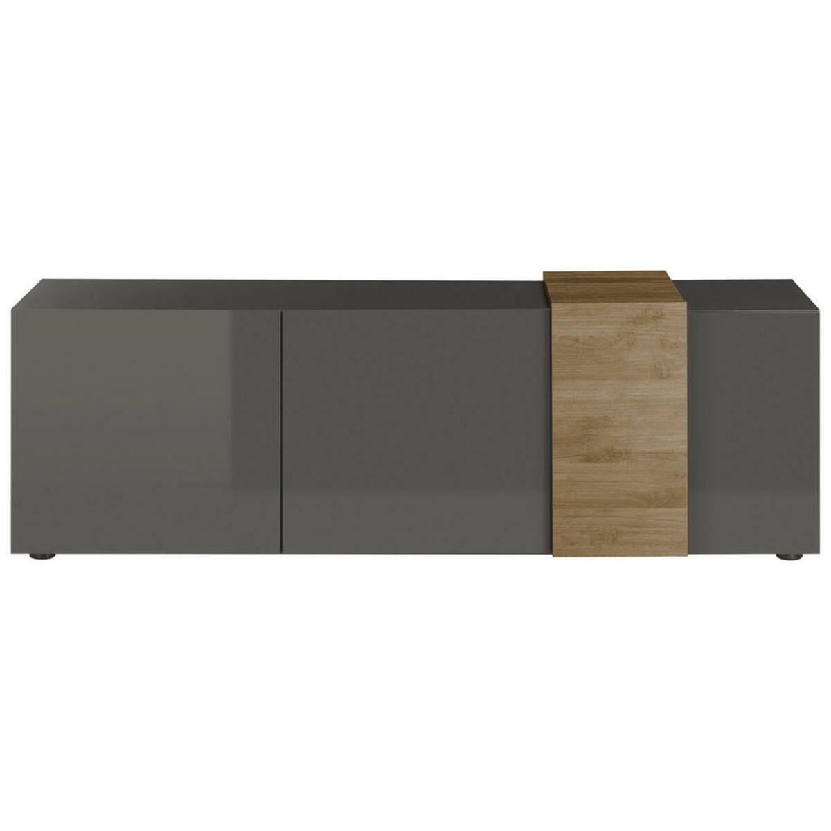 Bild 1 von Lowboard, Eiche, Dunkelgrau, Holzwerkstoff, 3 Fächer, 181x59x44 cm, Beimöbel erhältlich, stehend, Wohnzimmer, Wohnwände, Lowboards