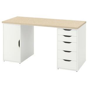MITTCIRKEL / ALEX  Schreibtisch, glänzende Kiefernachbildung/weiß 140x60 cm