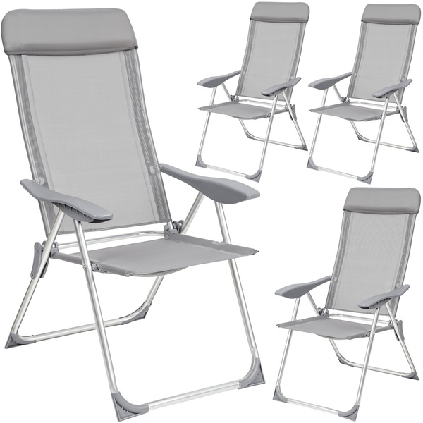 Bild 1 von 4 Aluminium Gartenstühle klappbar mit Kopfteil - grau