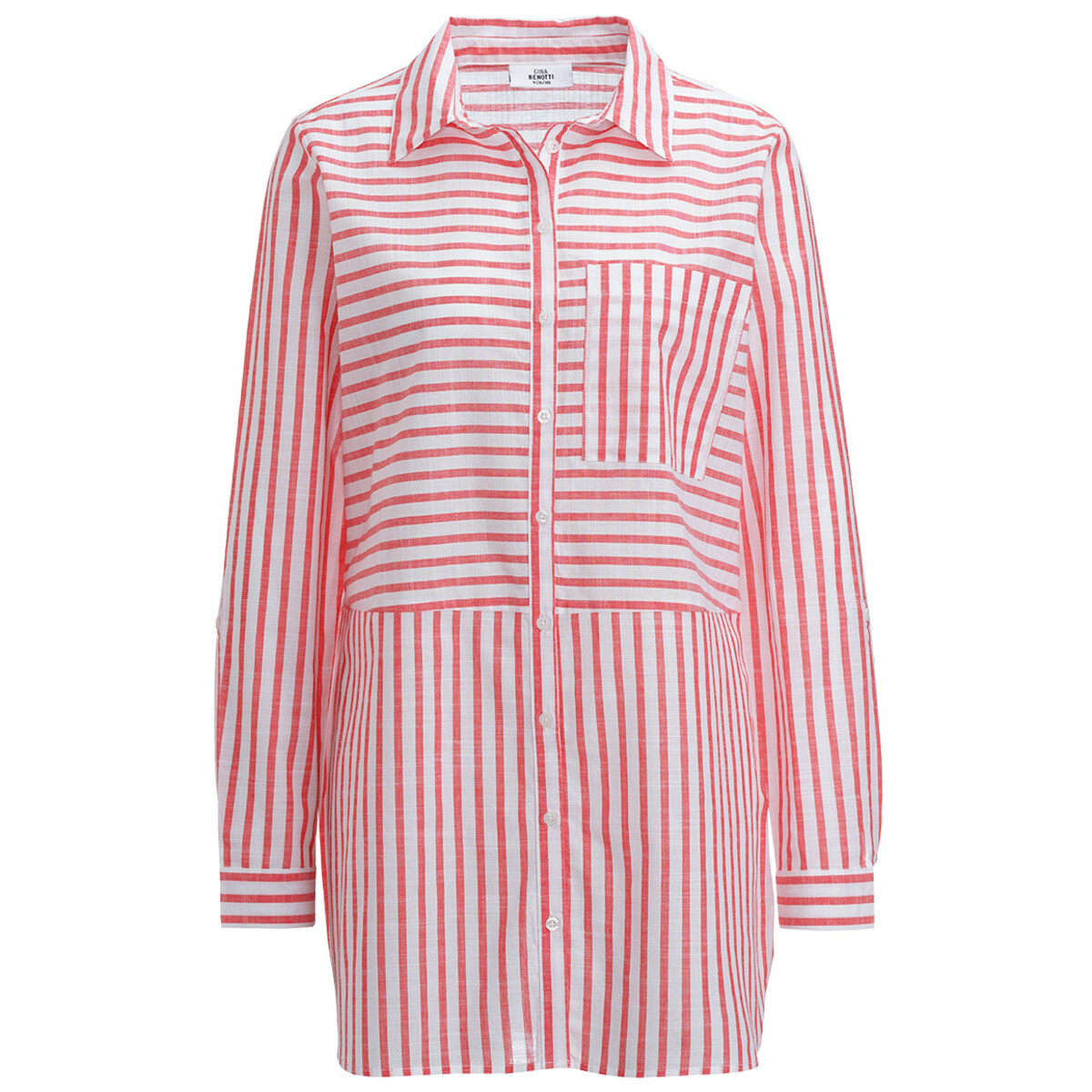 Bild 1 von Damen Hemdbluse aus Bio-Baumwolle ROT / WEISS