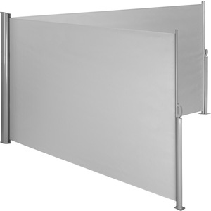 Aluminium Doppel Seitenmarkise ausziehbar mit Aufrollmechanismus - 200 x 600 cm, grau
