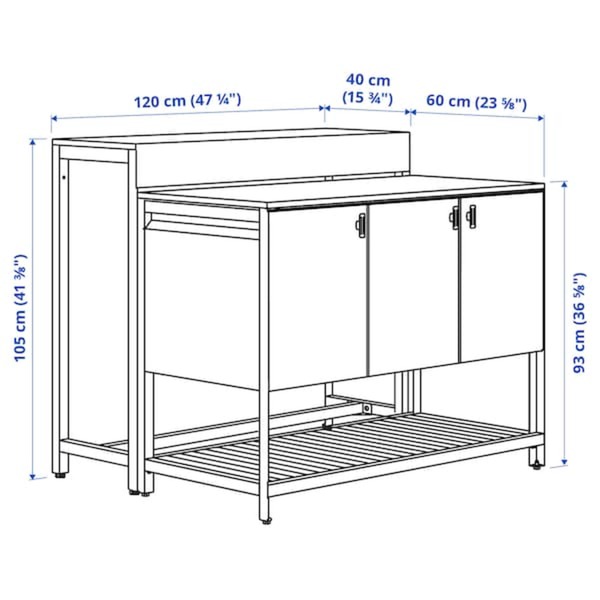 Bild 4 von BÅTSKÄR  Kücheninsel für draußen + Bartisch, dunkelgrau 120x100 cm