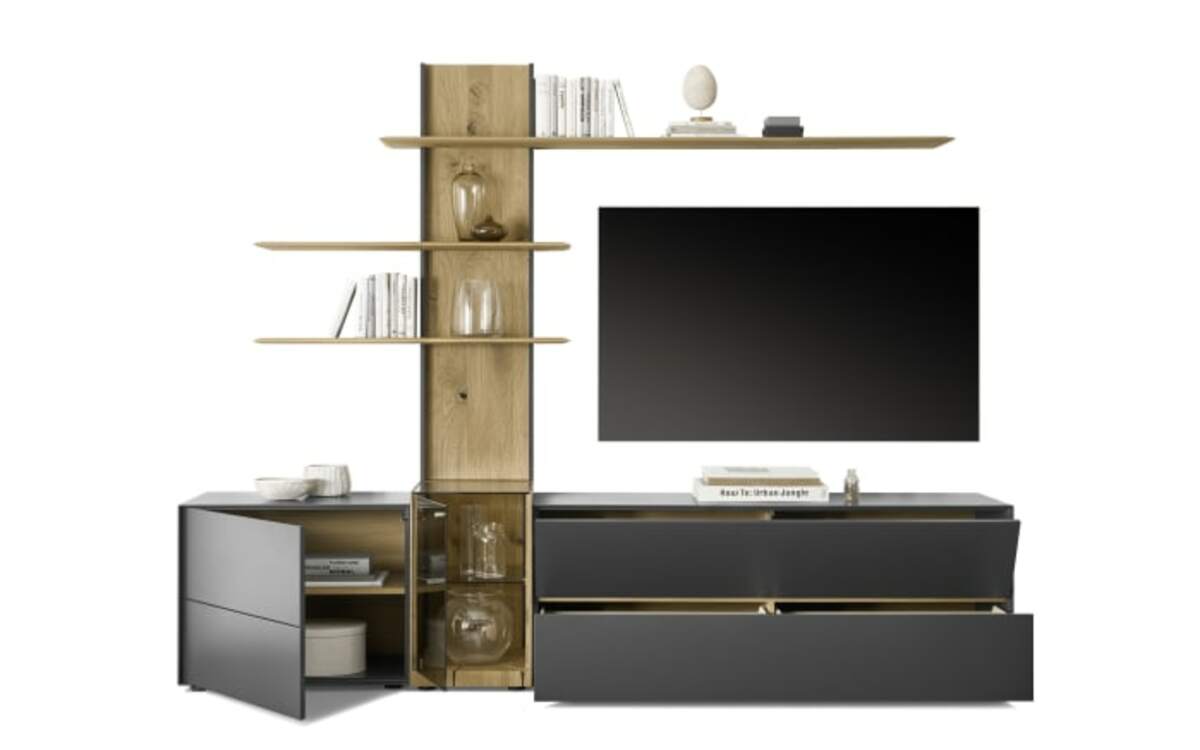 Bild 3 von Musterring - Wohnwand Trevio, anthrazit/Kerneiche massiv