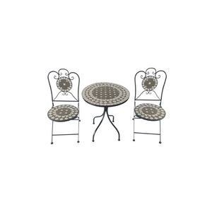 Bistro-Set aus Eisen, 1 Tisch, 2 Stühle, Mosaik