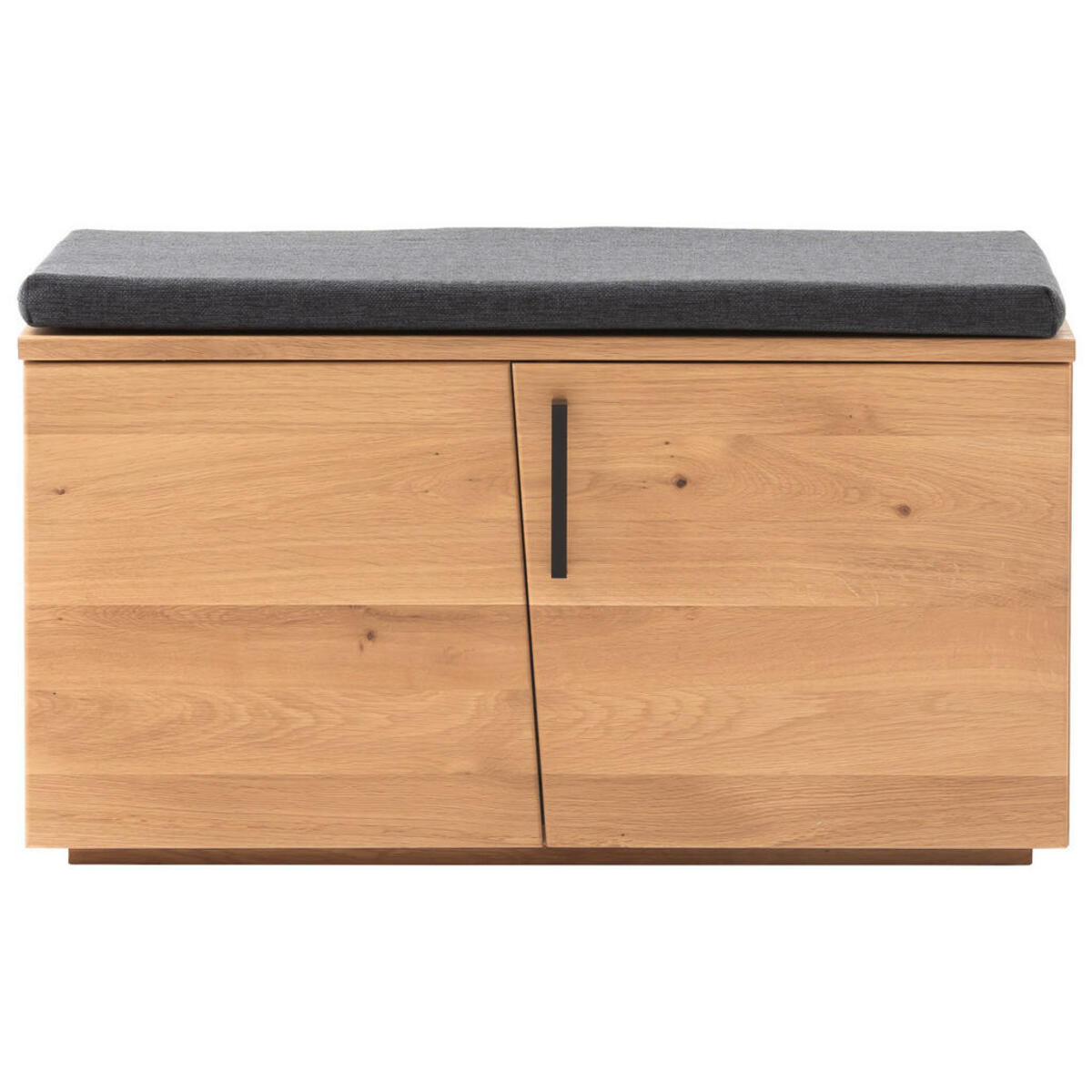 Bild 1 von Garderobenbank, Anthrazit, Eiche, Metall, Asteiche, furniert, teilmassiv, 1-Sitzer, Füllung: Schaumstoff, 80x46x40 cm, Garderobe, Garderobenbänke