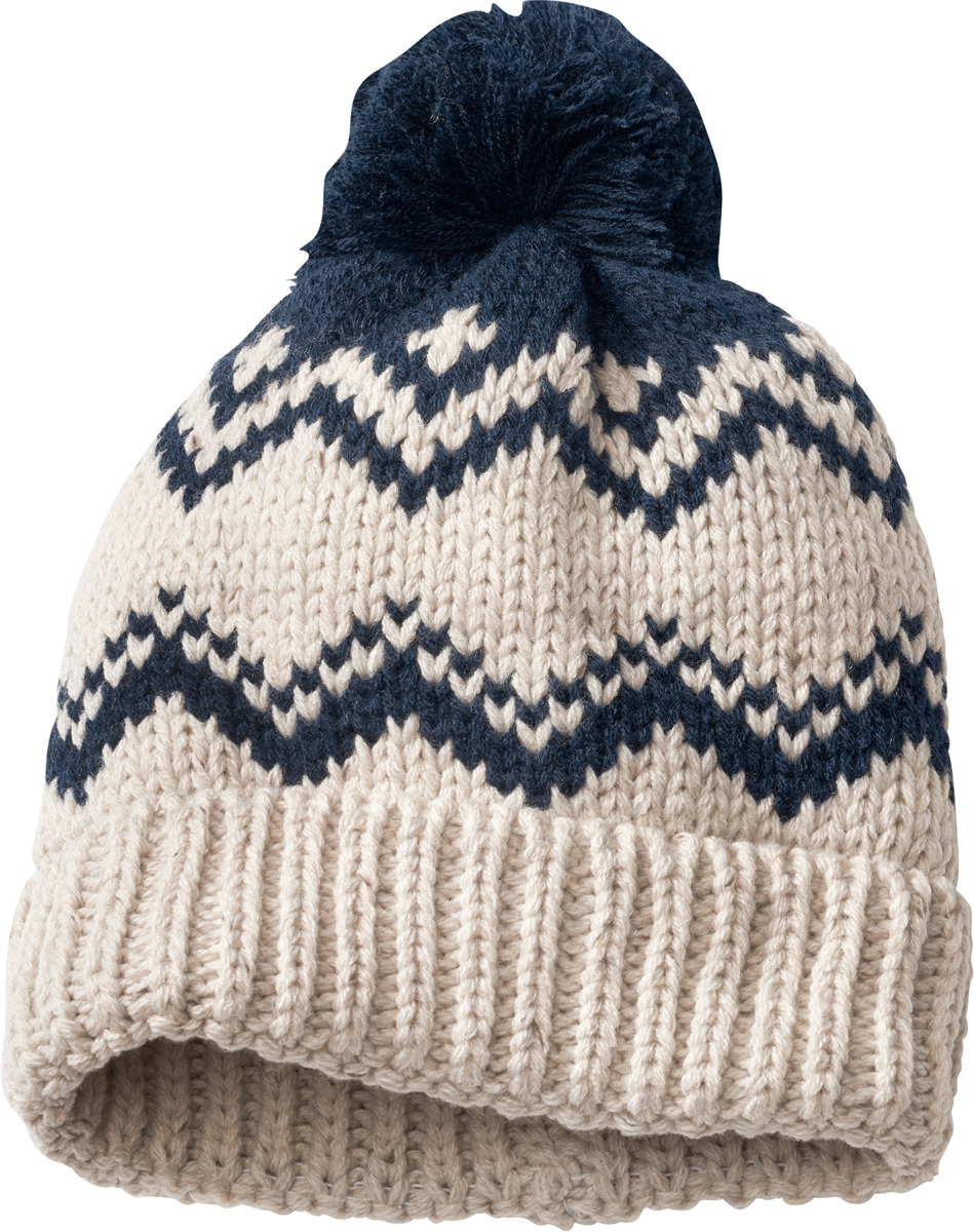 Bild 1 von PUSBLU Mütze aus Strick mit Bommel, blau & beige, Gr. 48/49