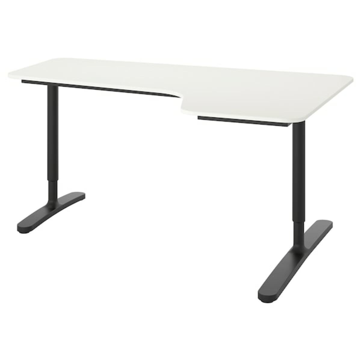 Bild 1 von BEKANT  Eckschreibtisch rechts, weiß/schwarz 160x110 cm