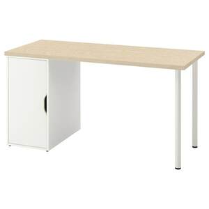 MITTCIRKEL / ALEX  Schreibtisch, glänzende Kiefernachbildung/weiß 140x60 cm