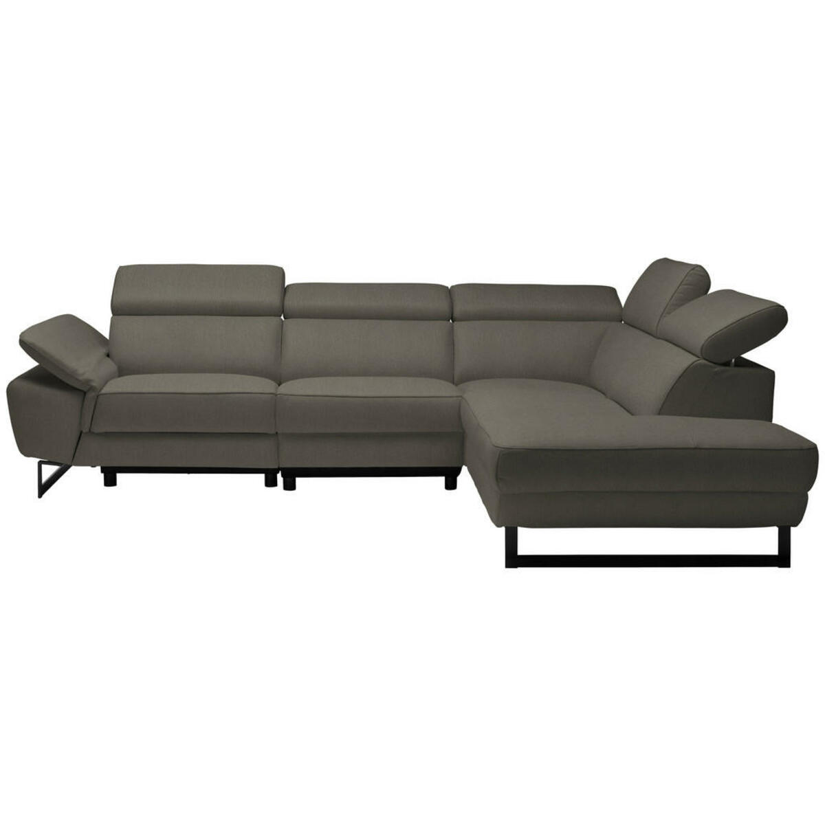 Bild 1 von Celina Home Ecksofa, Graubraun, Leder, Echtleder, Rindleder, 5-Sitzer, Ottomane rechts, L-Form, 281x225 cm, Made in EU, Lederauswahl, Stoffauswahl, seitenverkehrt erhältlich, Hocker Rücken echt, Wo