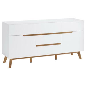 Sideboard, Weiß, Eiche, Holz, Holzwerkstoff, Eiche, furniert, massiv, 5 Schubladen, 145x76x40 cm, Typenauswahl, Beimöbel erhältlich, Schlafzimmer, Schlafzimmer Kommoden