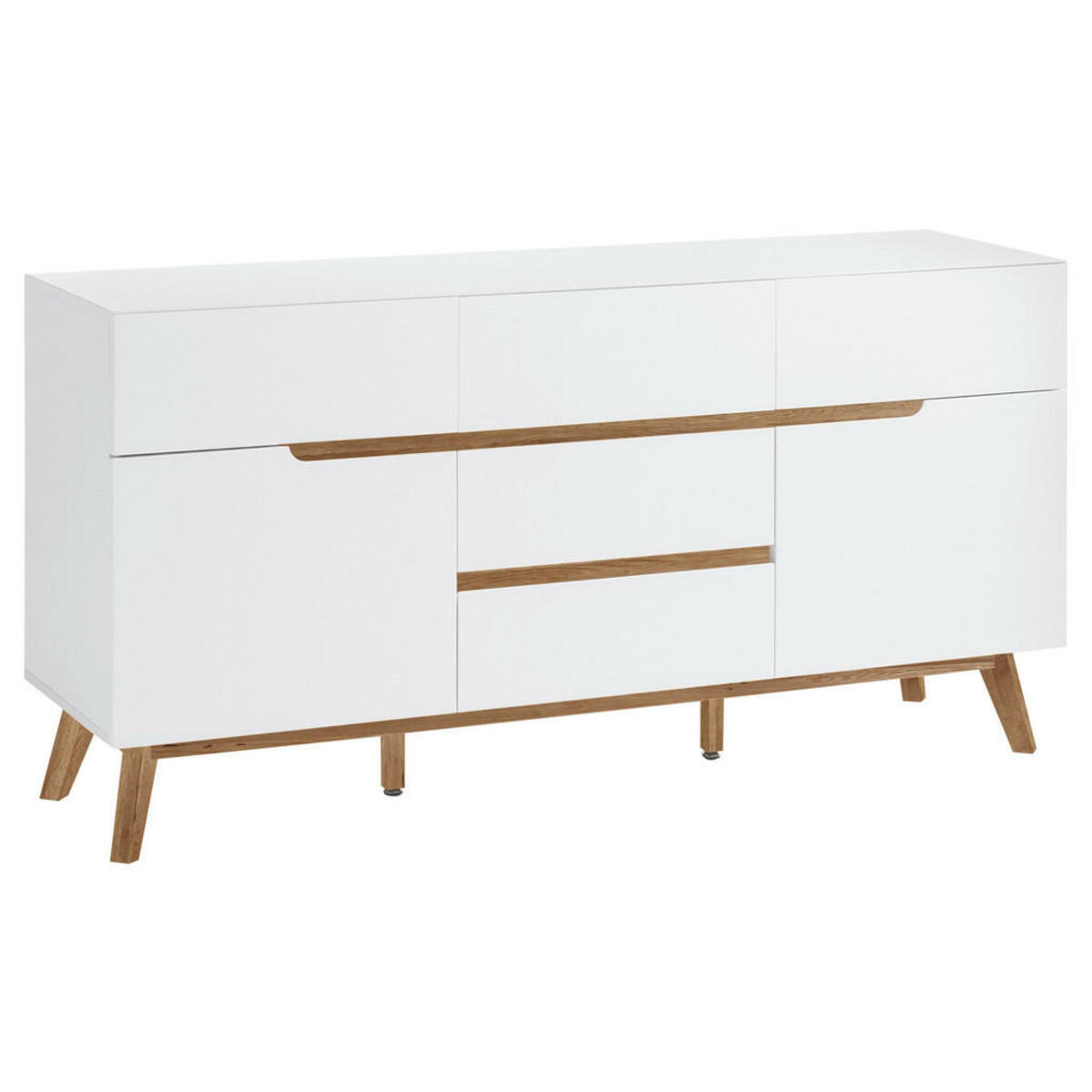 Bild 1 von Sideboard, Weiß, Eiche, Holz, Holzwerkstoff, Eiche, furniert, massiv, 5 Schubladen, 145x76x40 cm, Typenauswahl, Beimöbel erhältlich, Schlafzimmer, Schlafzimmer Kommoden