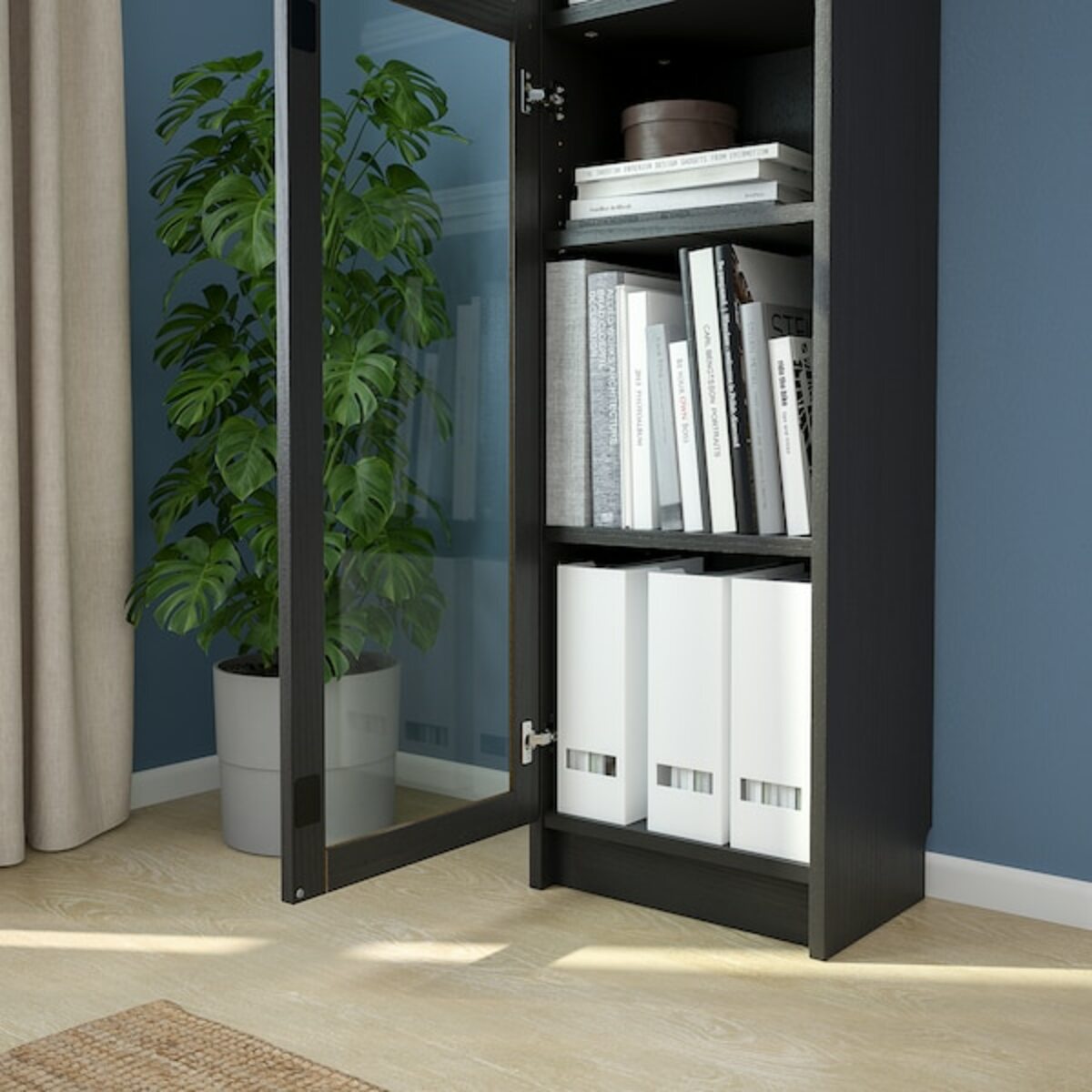 Bild 4 von OXBERG  Vitrinentür, schwarz Eichenachbildung 40x192 cm