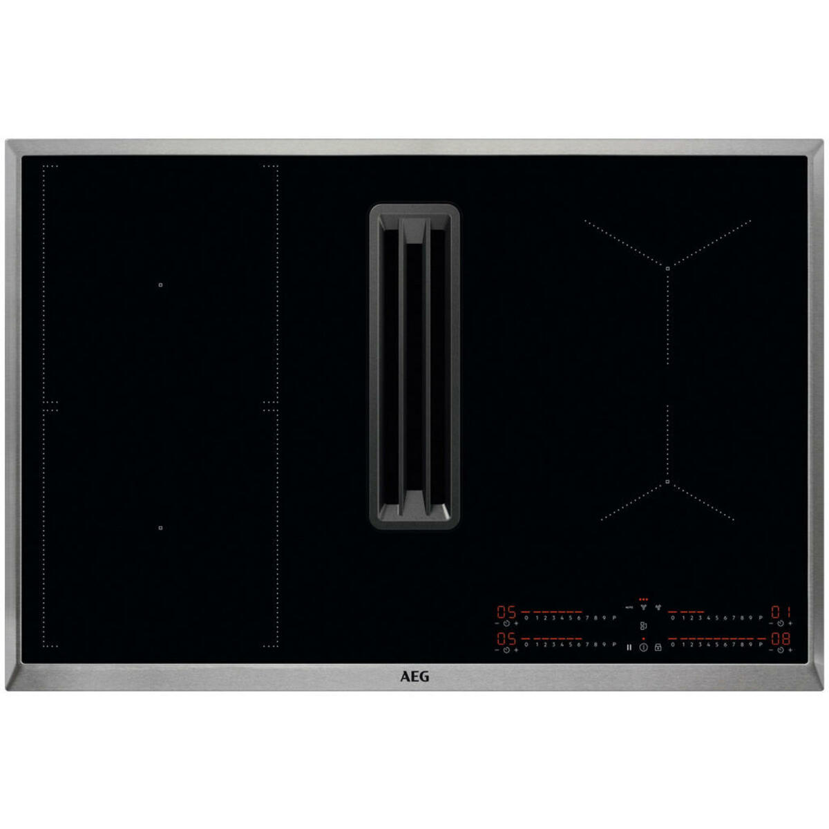 Bild 1 von AEG Kochfeld-Dunstabzug-Kombi, Schwarz, Edelstahl, Metall, Glas, A+, 80x20.8x50.6 cm, Küchen, Küchenelektrogeräte, Kochfelder