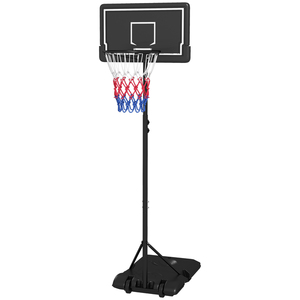 SPORTNOW Basketballkorb mit Ständer Höhenverstellbarer Basketballständer mit Rollen und bruchsicherem Rückwand, 220-250 cm Basketball-Backboard-Ständer, für Erwachsene, Stahl