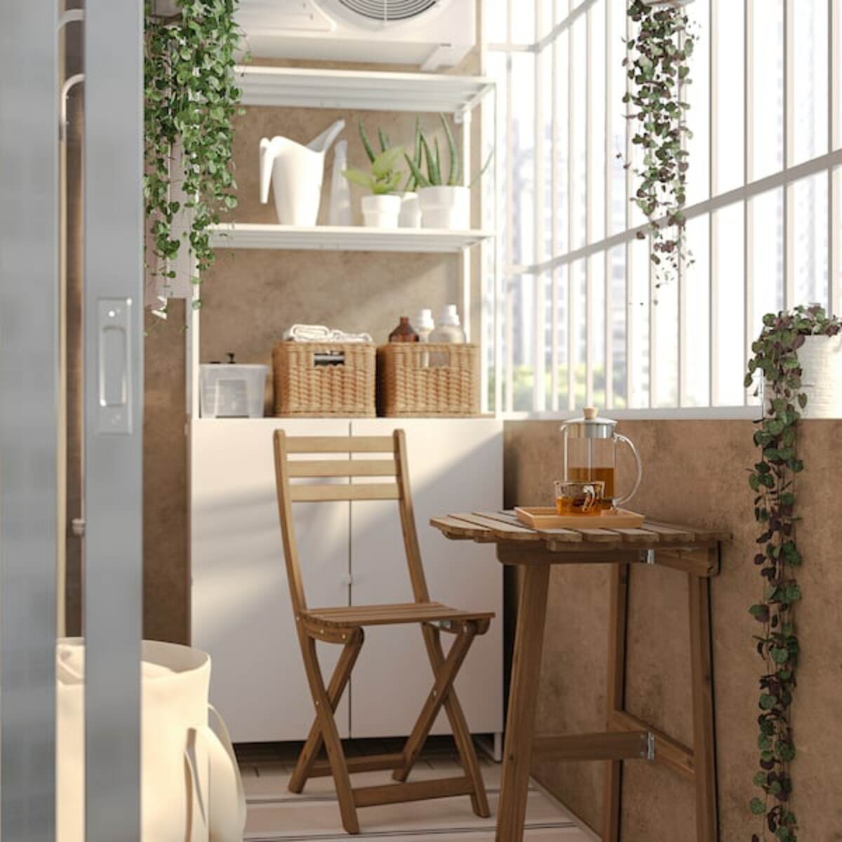 Bild 2 von ASKHOLMEN  Wandtisch + Klappstuhl/außen, dunkelbraun 70x44 cm