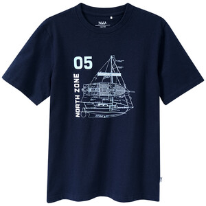 Jungen T-Shirt mit Segelboot-Print DUNKELBLAU