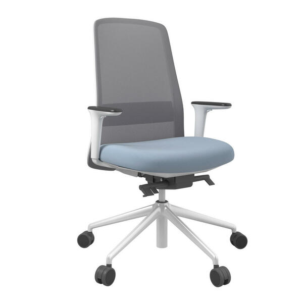 Bild 1 von Drehstuhl, Grau, Weiß, Pastellblau, Metall, Kunststoff, Textil, Drehkreuz, 70x103-115x70 cm, Stoffauswahl, Sitzfläche 360° drehbar, Arbeitszimmer, Bürostühle, Drehstühle