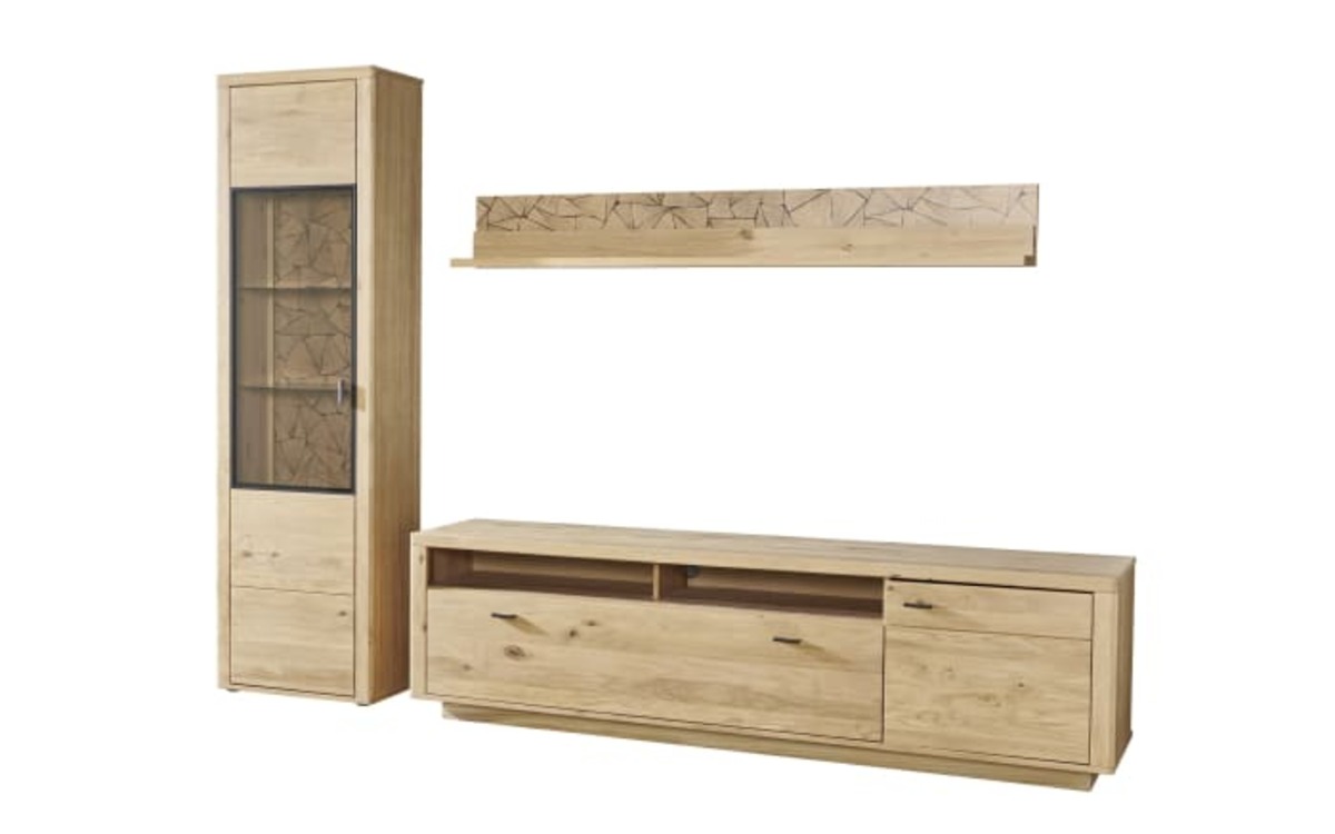 Bild 1 von Ideal-Möbel - Wohnwand Vamos, Asteiche bianco Lamelle massiv geölt, Asteiche furniert