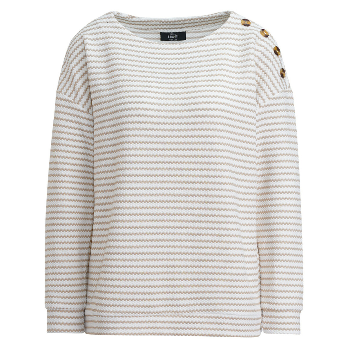 Bild 1 von Damen Sweatshirt mit Zierknöpfen BEIGE / WEISS