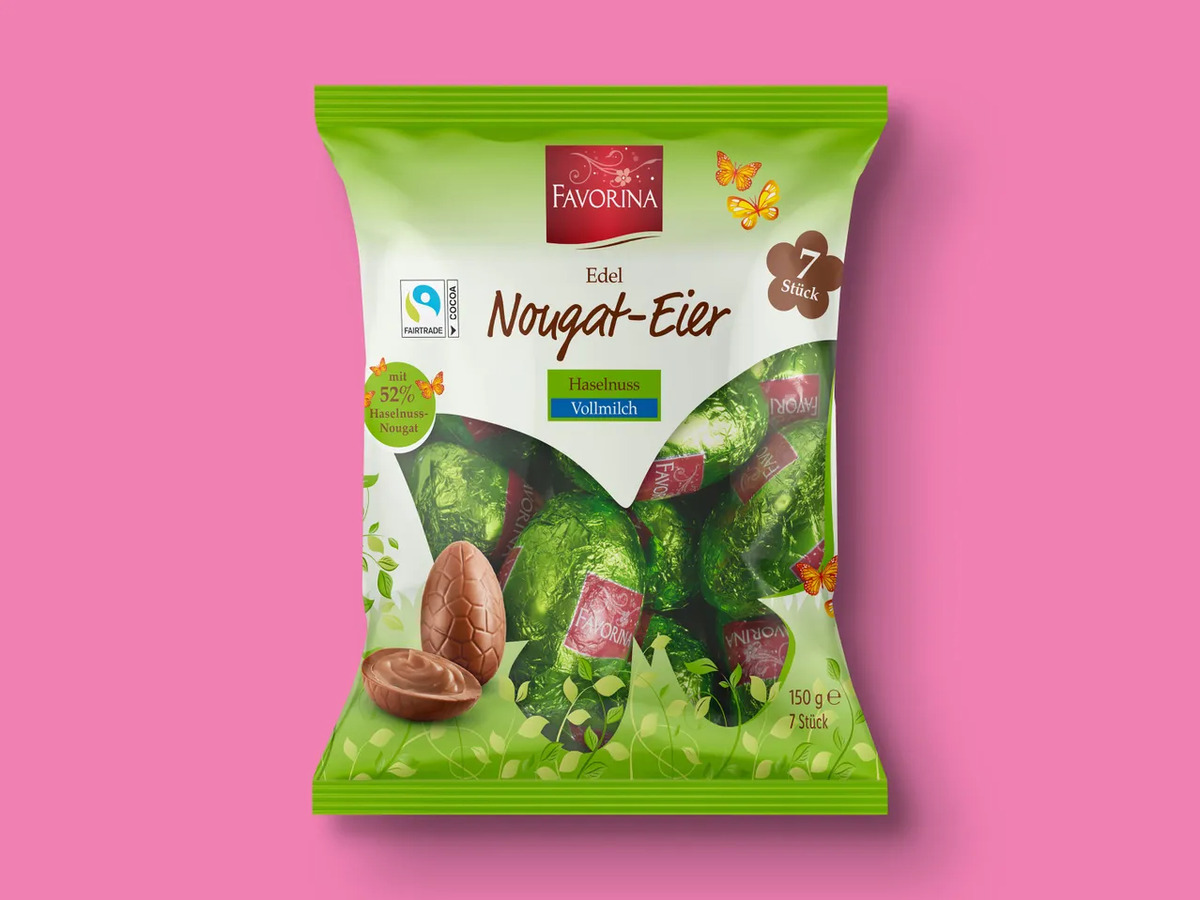 Bild 1 von Favorina Edel-Nougat/Karamell-Eier, 
         150 g
