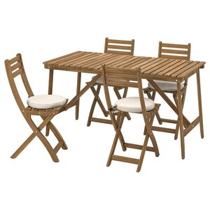 ASKHOLMEN  Tisch+4 Klappstühle/außen, dunkelbraun/Frösön/Duvholmen beige 143x75 cm
