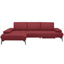 Bild 1 von Celina Home Ecksofa, Rot, Leder, Echtleder, Rindleder, 3-Sitzer, Ottomane links, L-Form, 273x187 cm, Made in EU, Fußauswahl, Lederauswahl, Stoffauswahl, seitenverkehrt erhältlich, Hocker Rücken ec