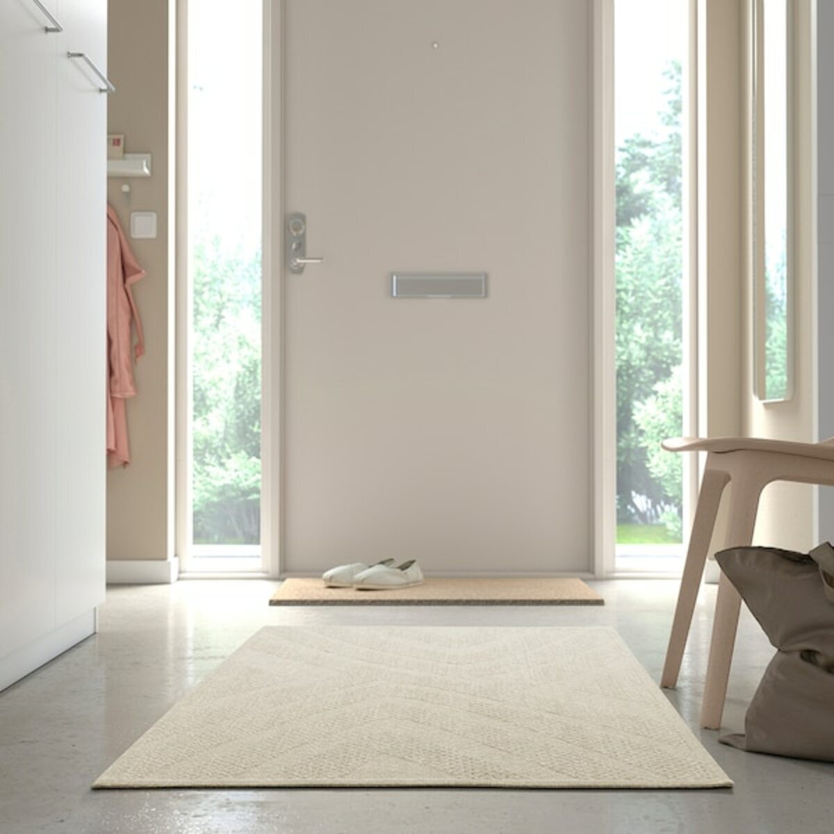 Bild 2 von FULLMAKT  Teppich flach gewebt, drinnen/drau, beige/meliert 80x200 cm