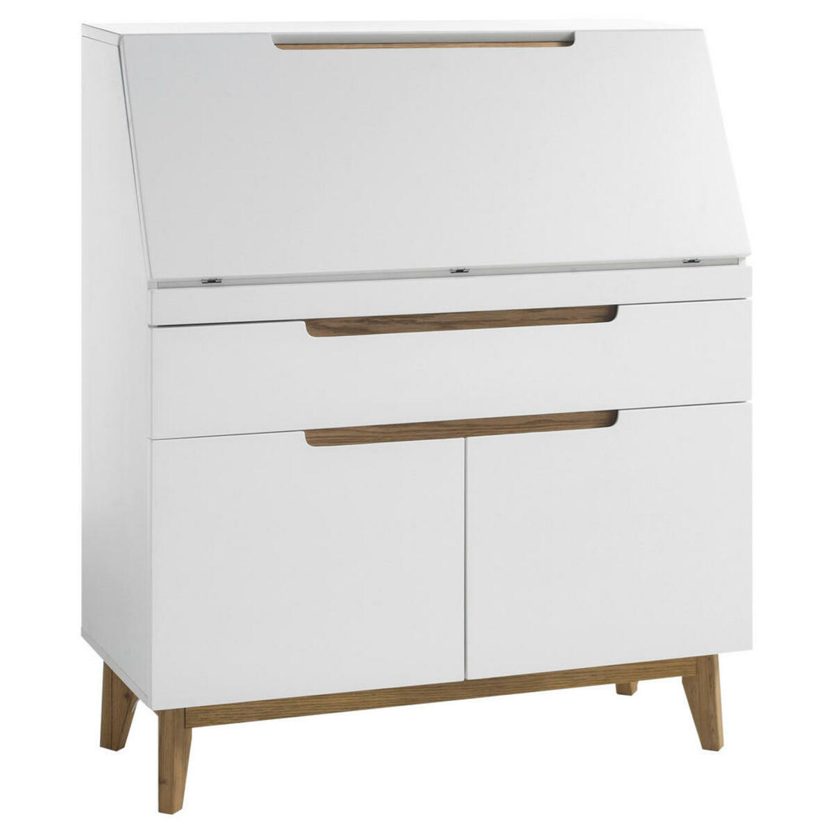 Bild 1 von Sekretär, Weiß, Eiche, Holz, Holzwerkstoff, Eiche, 2 Schubladen, rechteckig, 97x113x40 cm, Stauraum, Arbeitszimmer, Schreibtische, Sekretäre