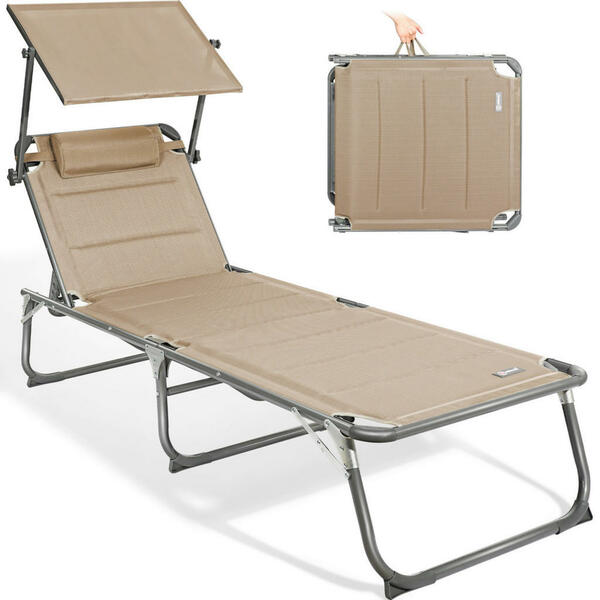Modante Gartenliege, Anthrazit, Beige, Metall, Textil, Füllung